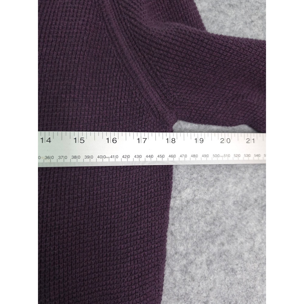Pact Waffle Knit Hoodie Sweater Women Size M Plum Purple V-Neck Raglan - Picture 6 of 7